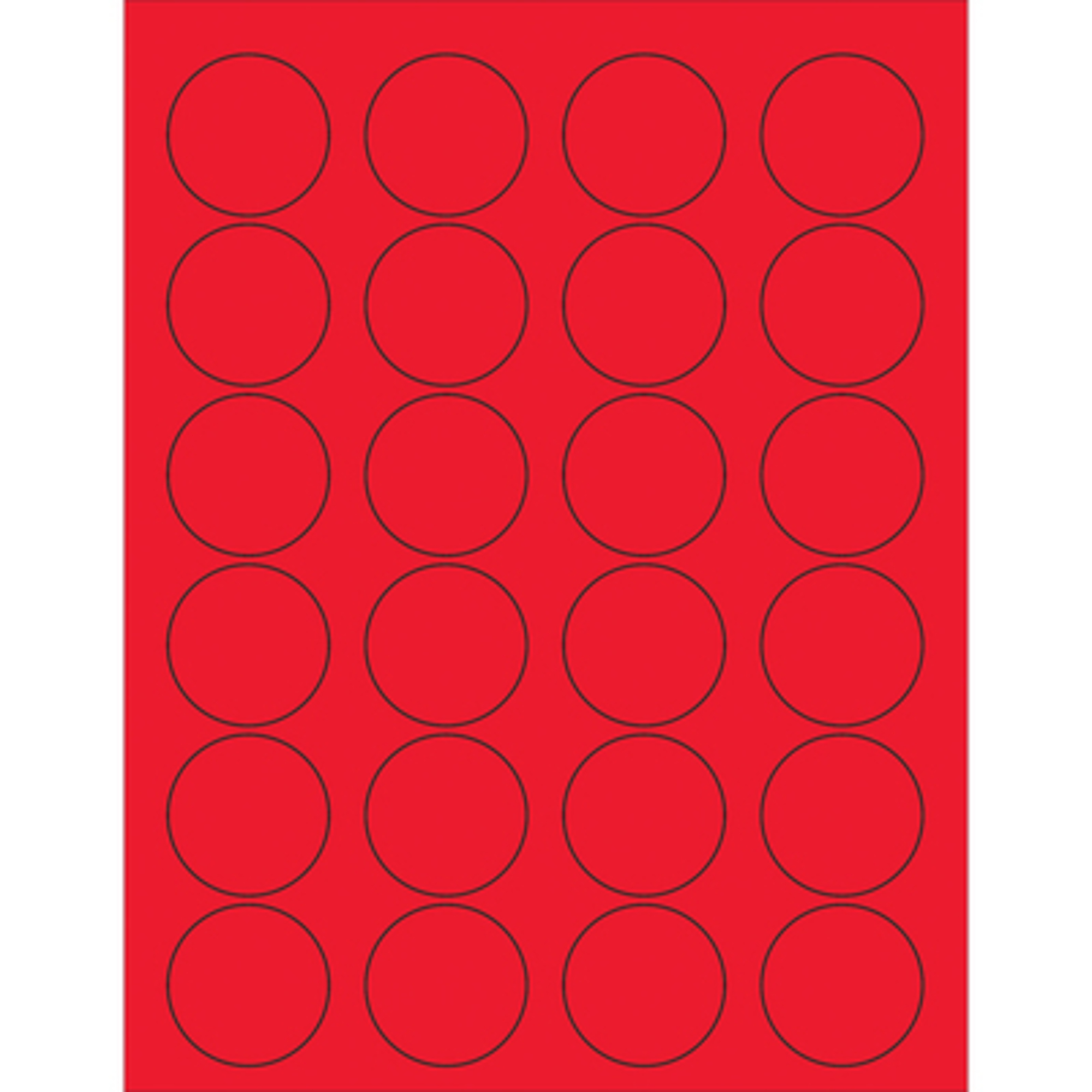 1 5/8in. Fluor Red Circl Laser Label 2400/CS, Model# LL193RD